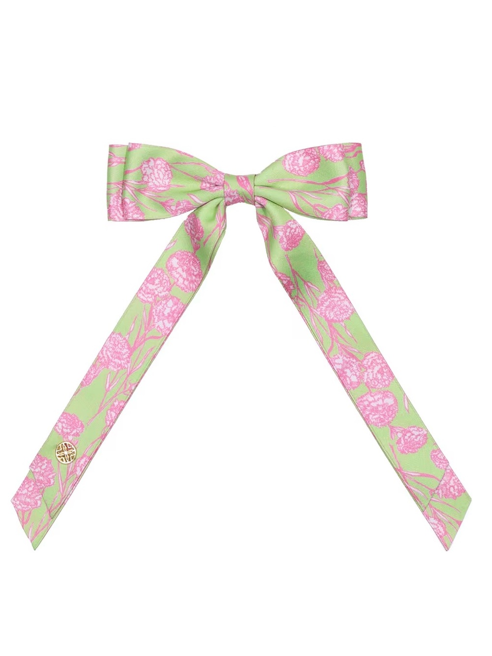 New Lilly Pulitzer Pink Floral Hair Bow in PistachoGreen